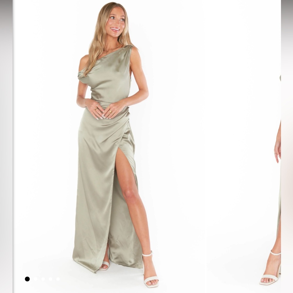 Show me your mumu green luxe satin Jodie dress - large